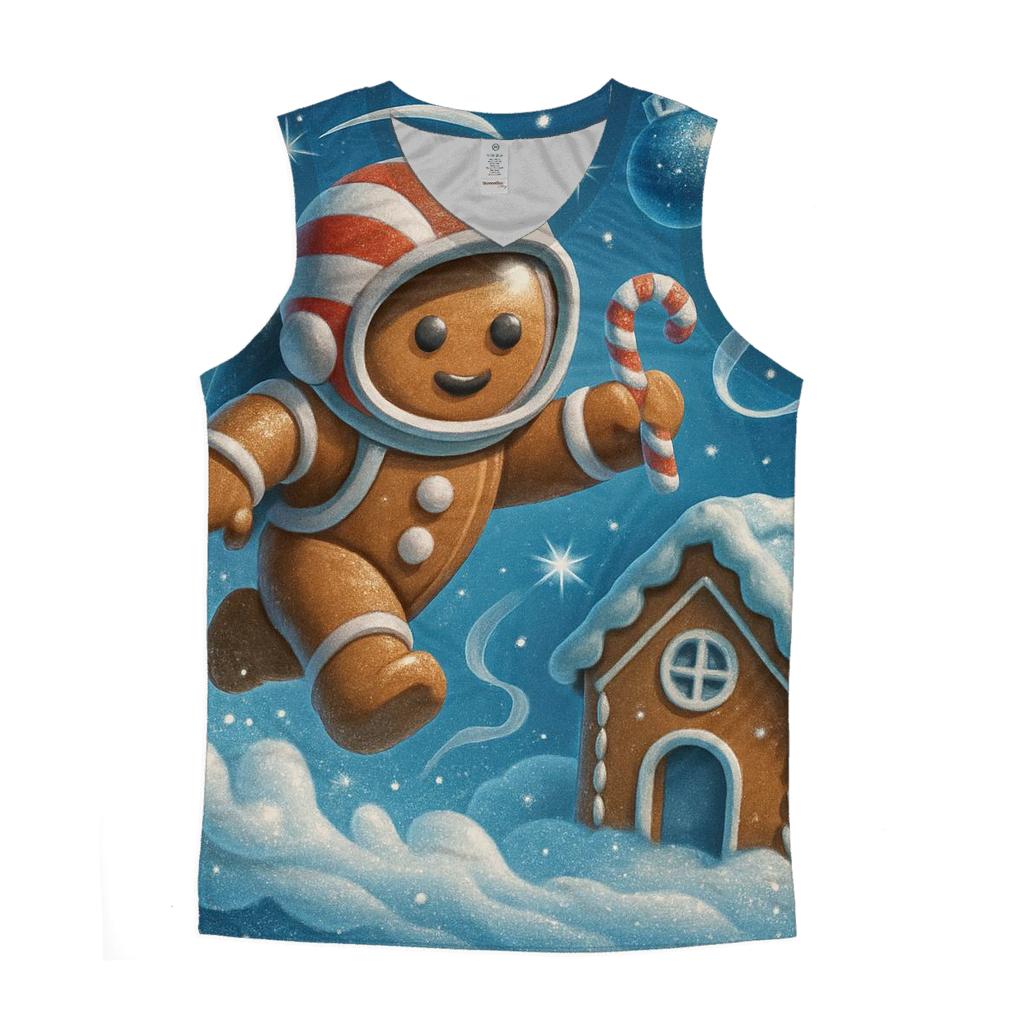 Gingerbread Astronaut Cookie Crash Landing sports performance tank tops