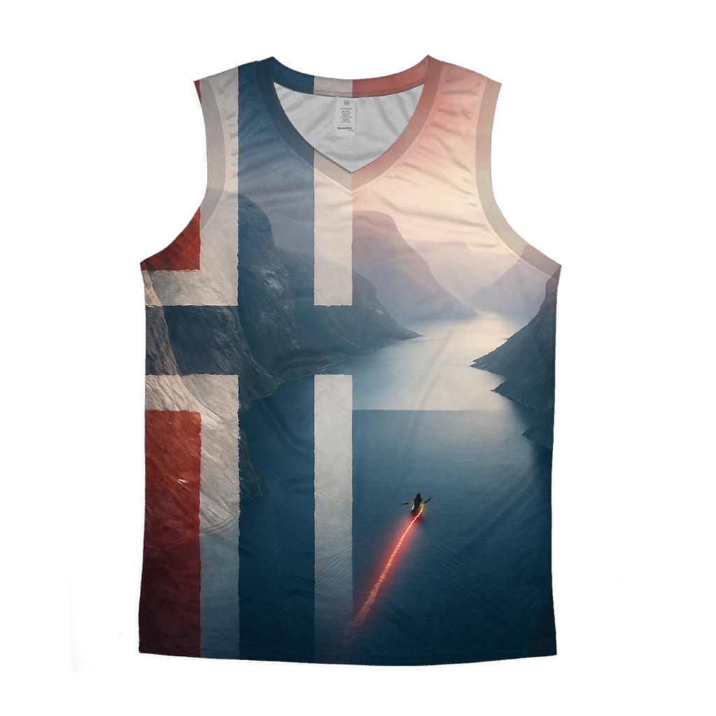 Aurora Fjord Flag Of Norway sports performance tank tops