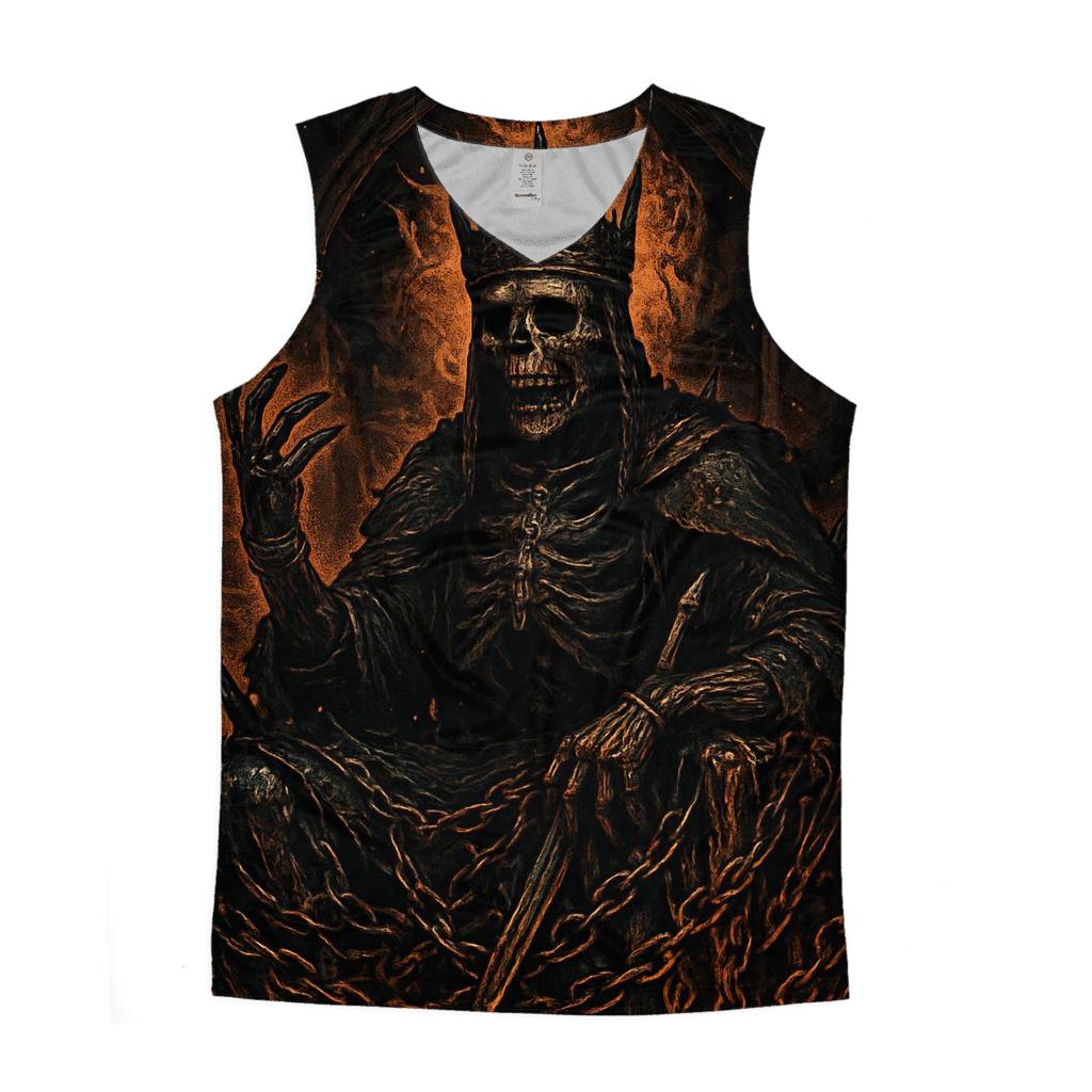 Crowned Wraith King On The Furnace Throne sports performance tank tops