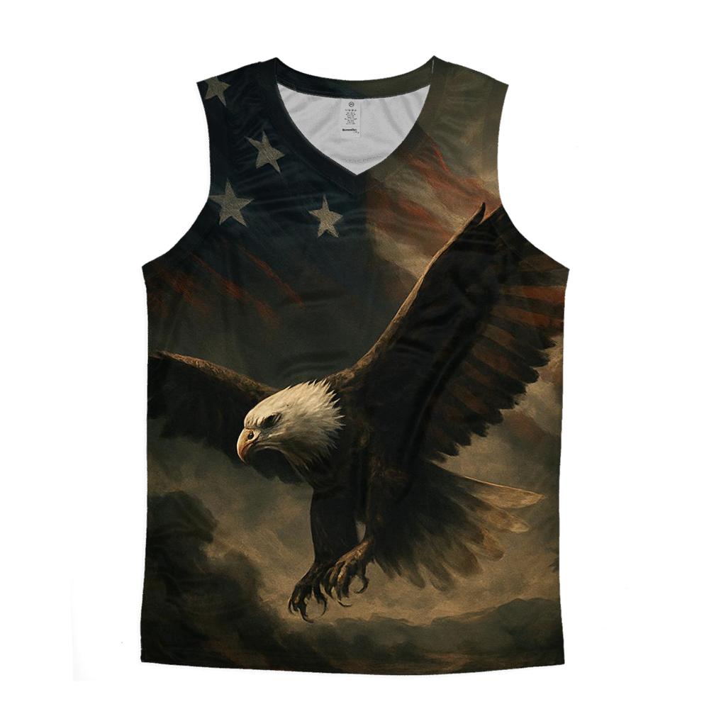 Liberty Wing Through Smoke And Stripes graphic print tank tops