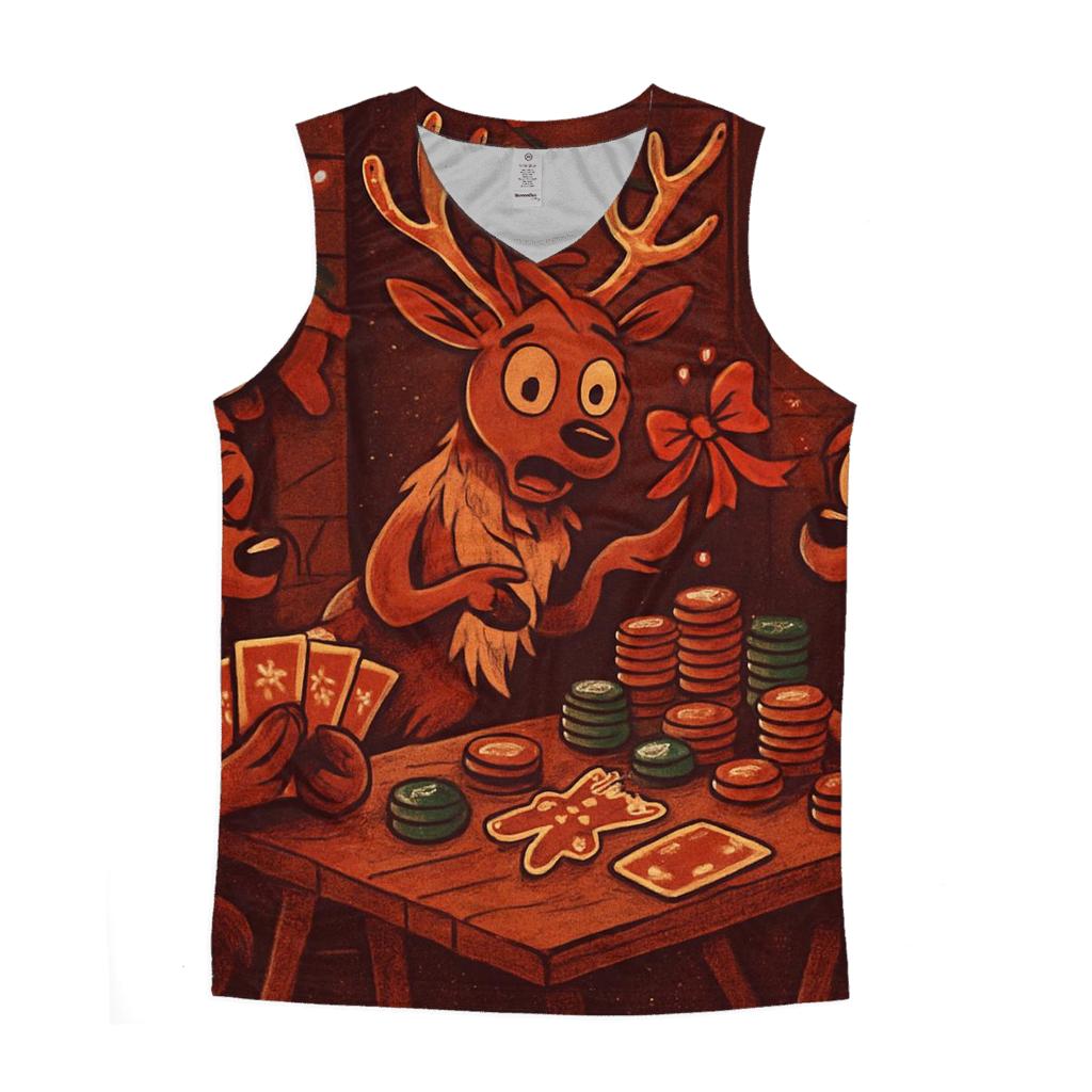 Reindeer Card Game Cabin Chaos sports performance tank tops