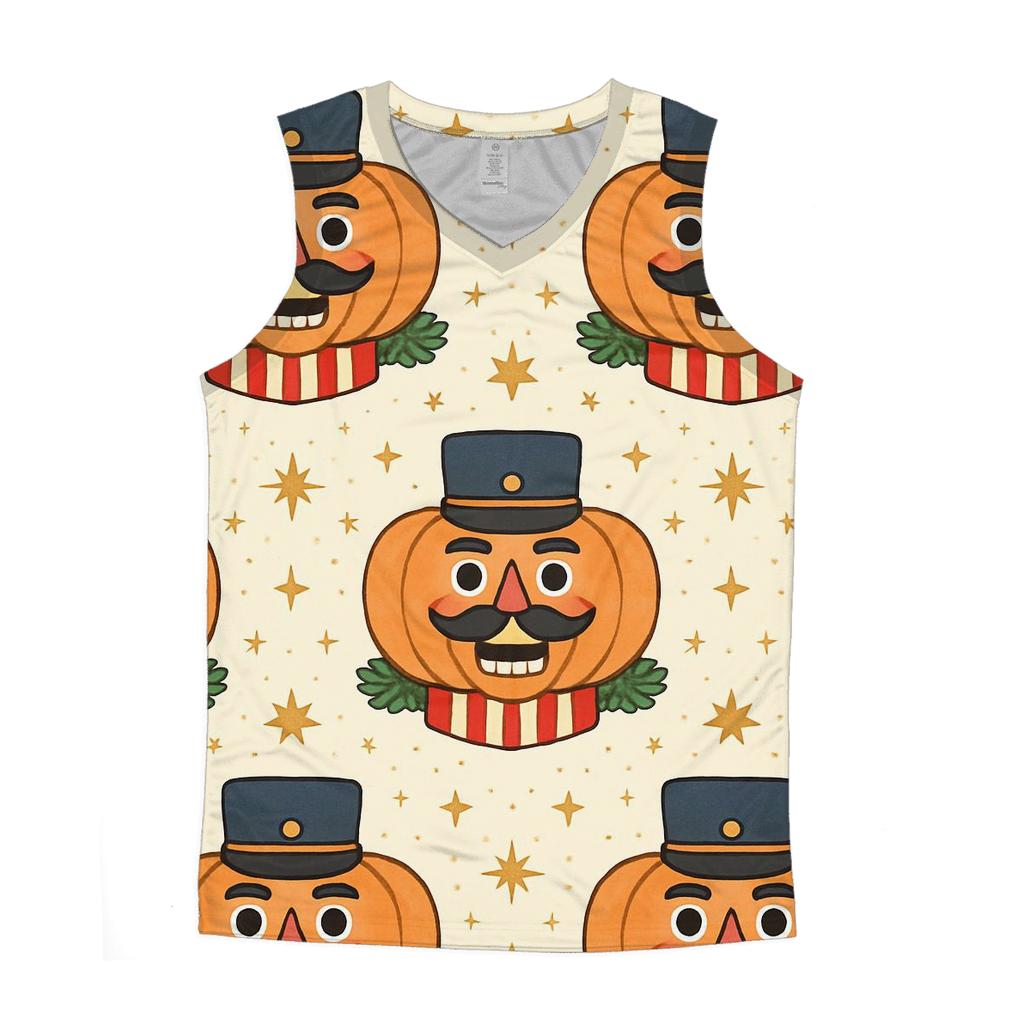 Nutcracker Pumpkin Tile Grid On Cream White Background custom tank tops