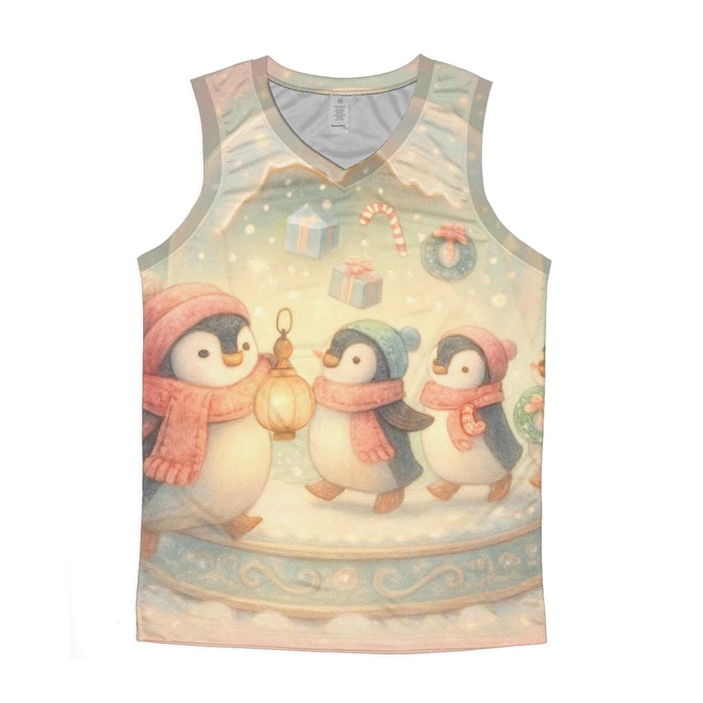 Snow Globe Penguin Parade Carousel sports performance tank tops