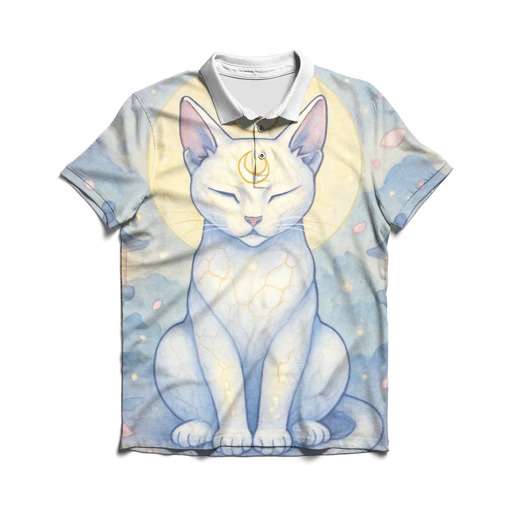 Porcelain Moon Shrine Cat stylish collar polo tees