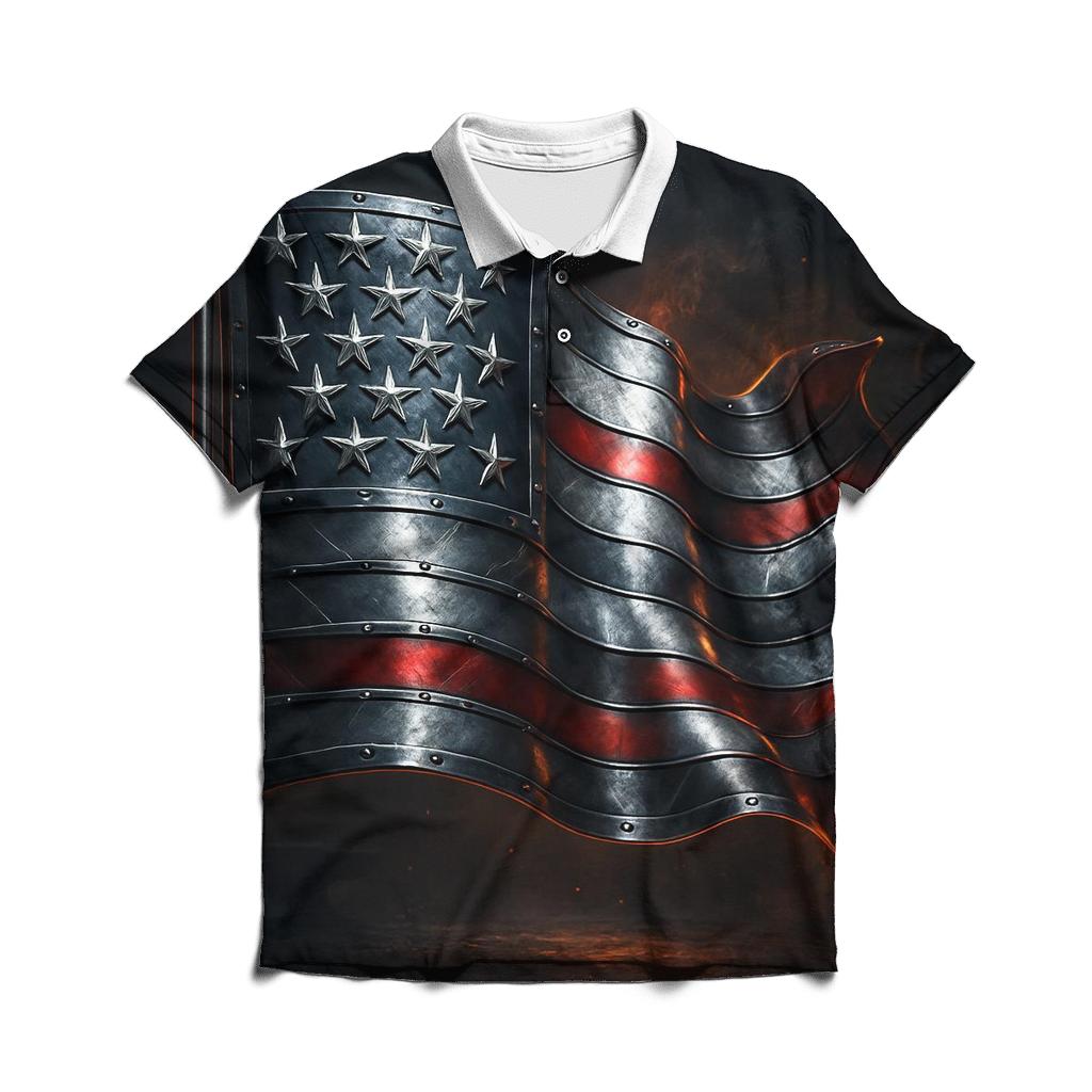 Midnight Forge Flag premium cotton polo shirts