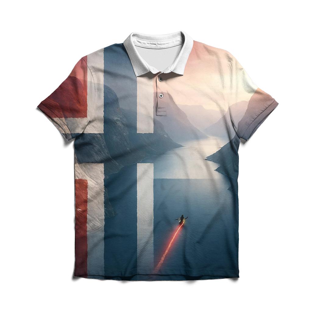 Aurora Fjord Flag Of Norway personalized polo shirts