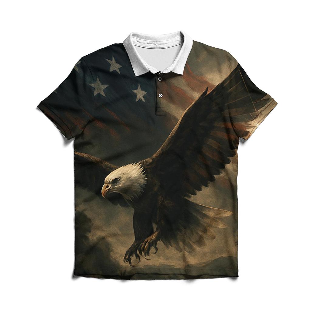 Liberty Wing Through Smoke And Stripes casual sports polo shirts