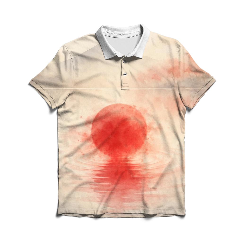 Rising Sun Watercolor Of Japan personalized polo shirts