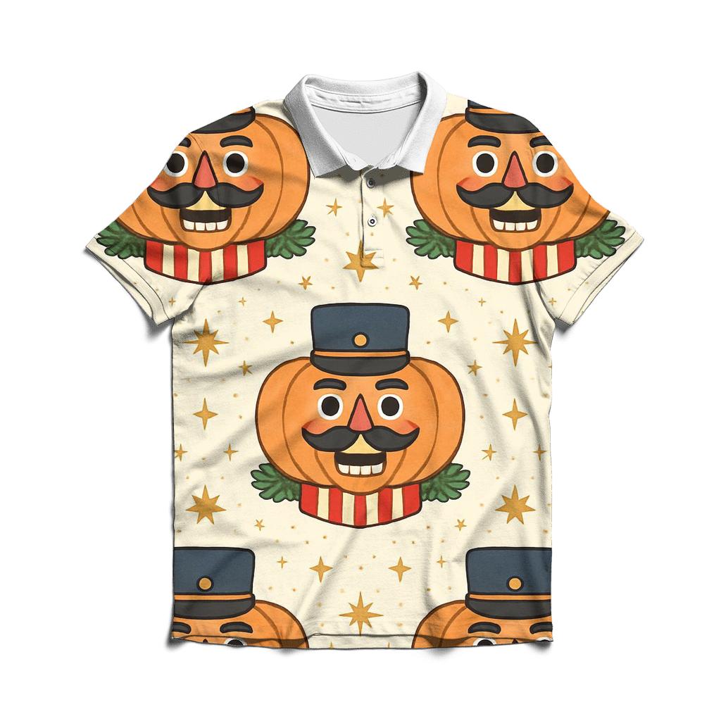 Nutcracker Pumpkin Tile Grid On Cream White Background classic pique polos