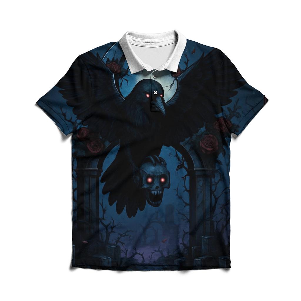 Raven Reliquary Over The Thorned Moon Gate custom polo shirts
