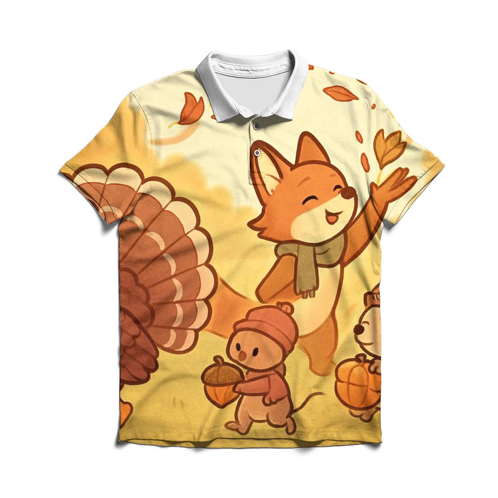 Woodland Harvest Parade At Sunlit Meadow designer slim fit polos