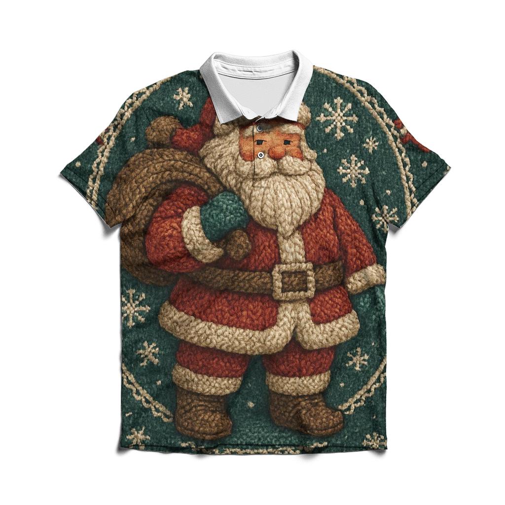 Knitted Blizzard Patch Santa custom polo shirts