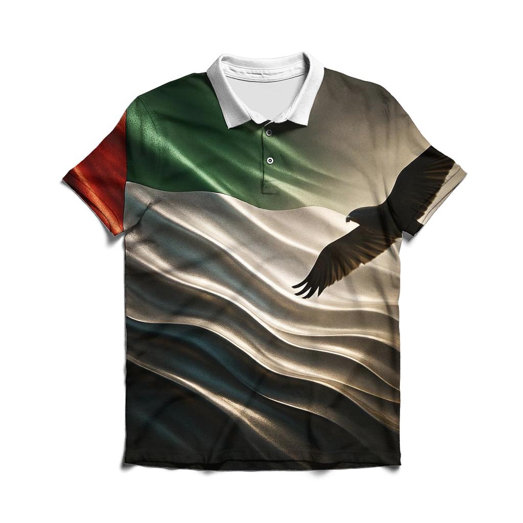 Metal Dunes Banner Of United Arab Emirates casual sports polo shirts