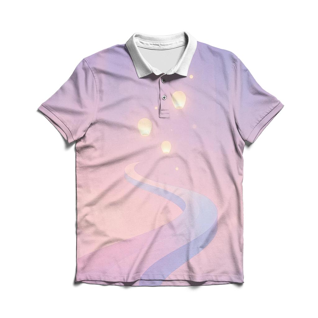 Pastel Aurora Lantern Skyway premium cotton polo shirts