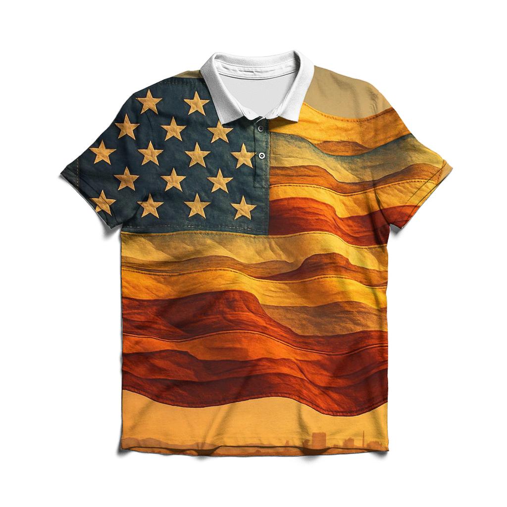 Prairie Skyline Patchwork Flag personalized polo shirts