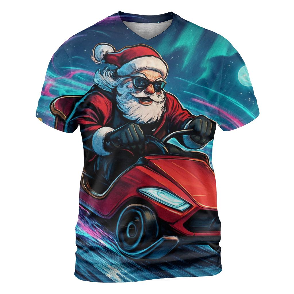 Neon Sleigh Drift Santa designer pattern shirts