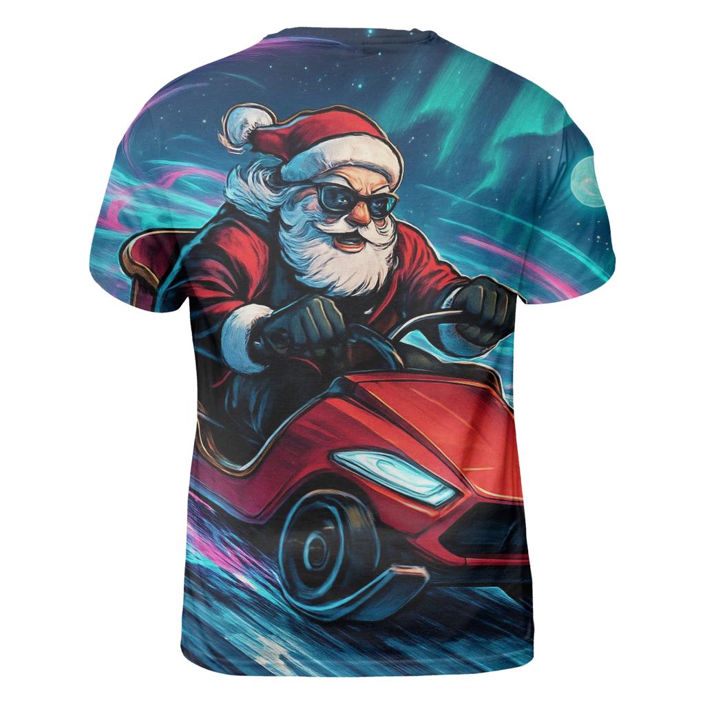 Neon Sleigh Drift Santa designer pattern shirts