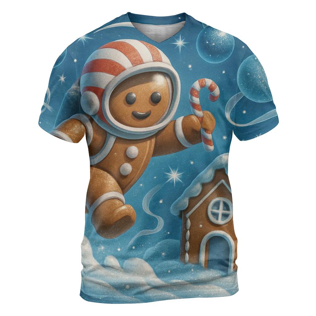 Gingerbread Astronaut Cookie Crash Landing unique graphic print tees