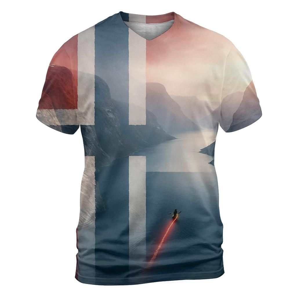 Aurora Fjord Flag Of Norway creative print fashion shirts