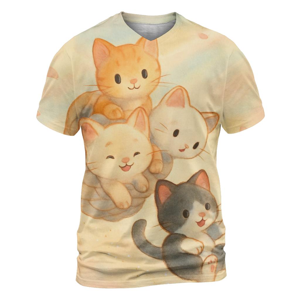 Sunrise Cloud Basket Purr Parade creative print fashion shirts