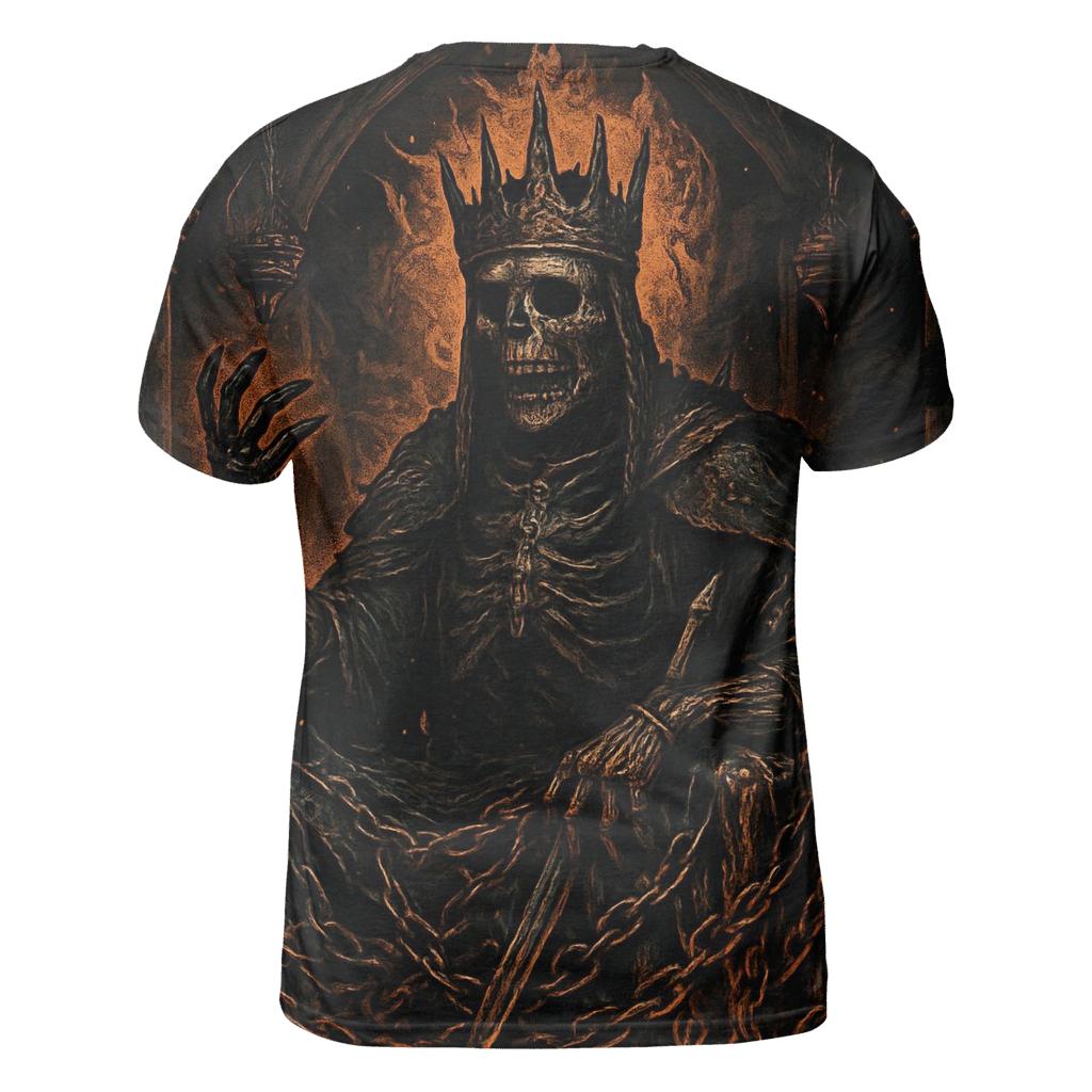 Crowned Wraith King On The Furnace Throne artistic all-over print tops