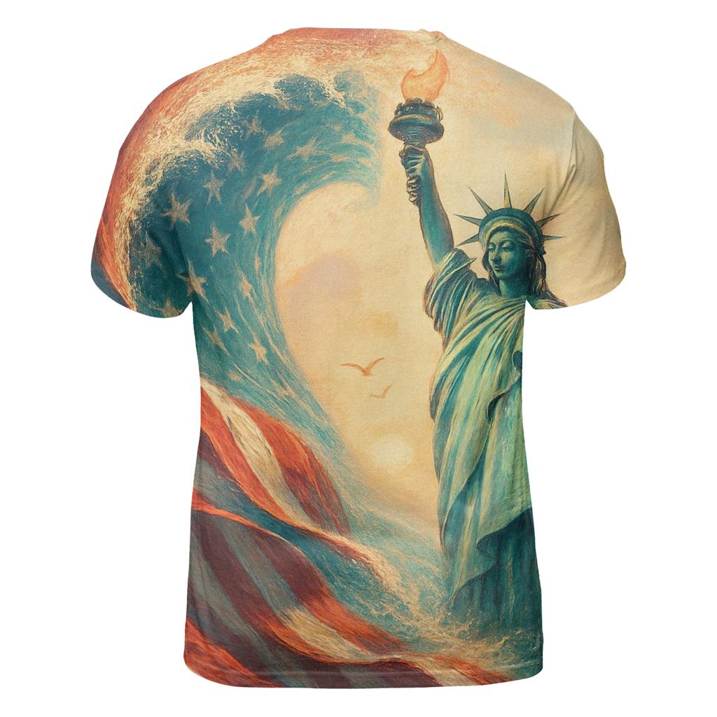 Liberty Tide Panorama vibrant all-over design tees