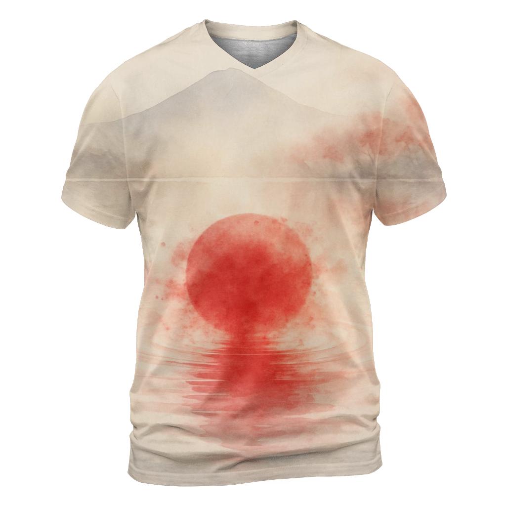 Rising Sun Watercolor Of Japan personalized full print shirts