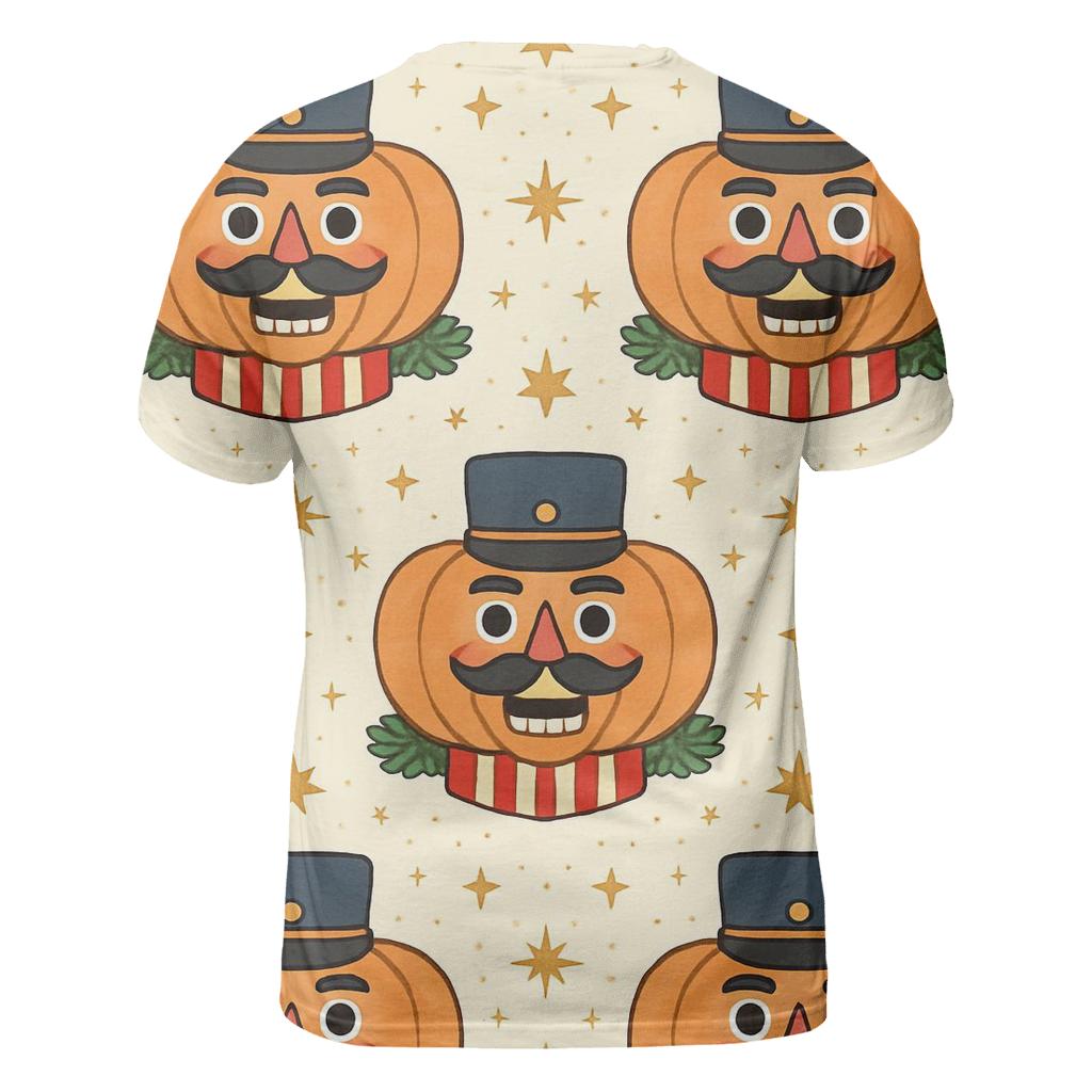 Nutcracker Pumpkin Tile Grid On Cream White Background custom all-over print shirts