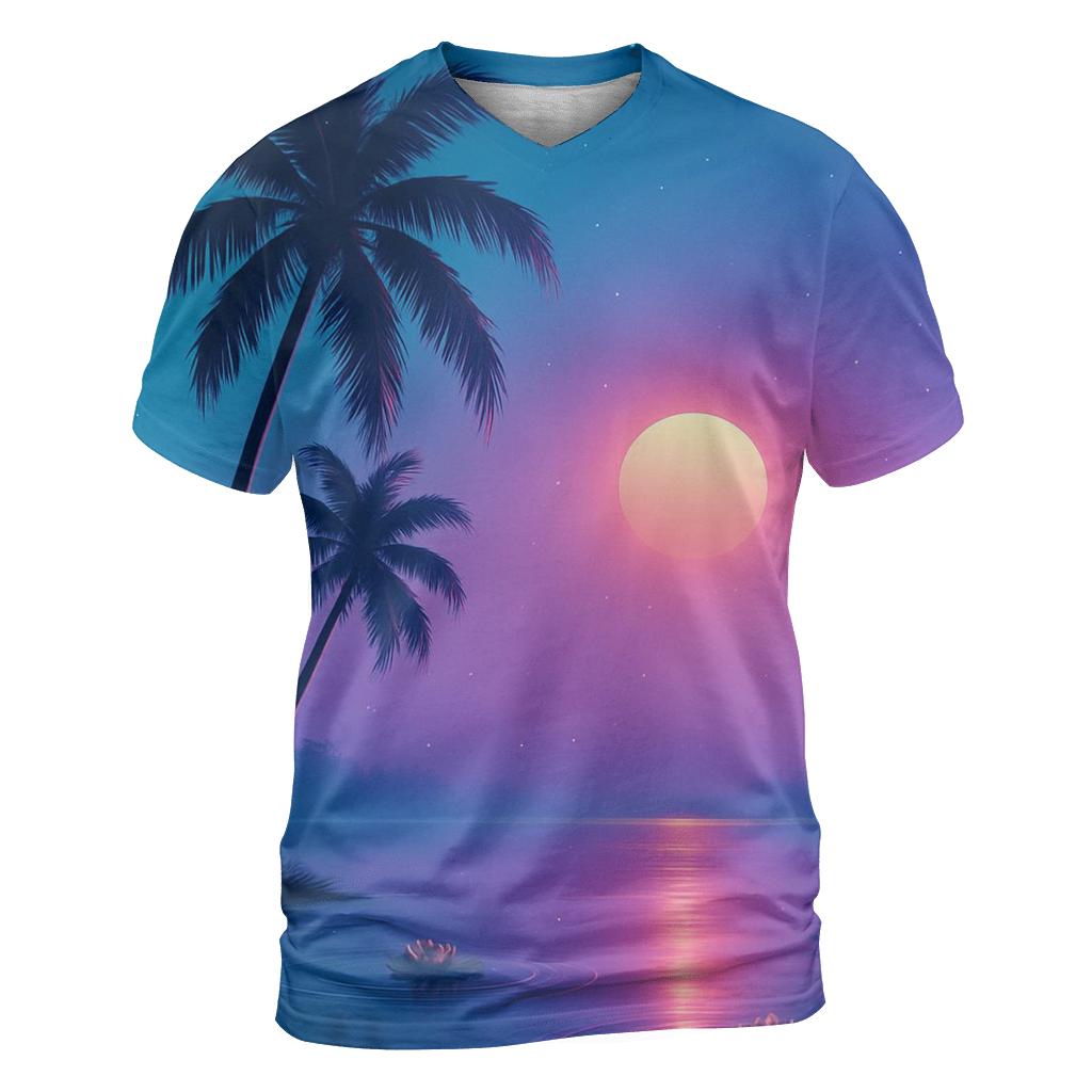 Neon Lagoon Dusk Palms custom all-over print shirts