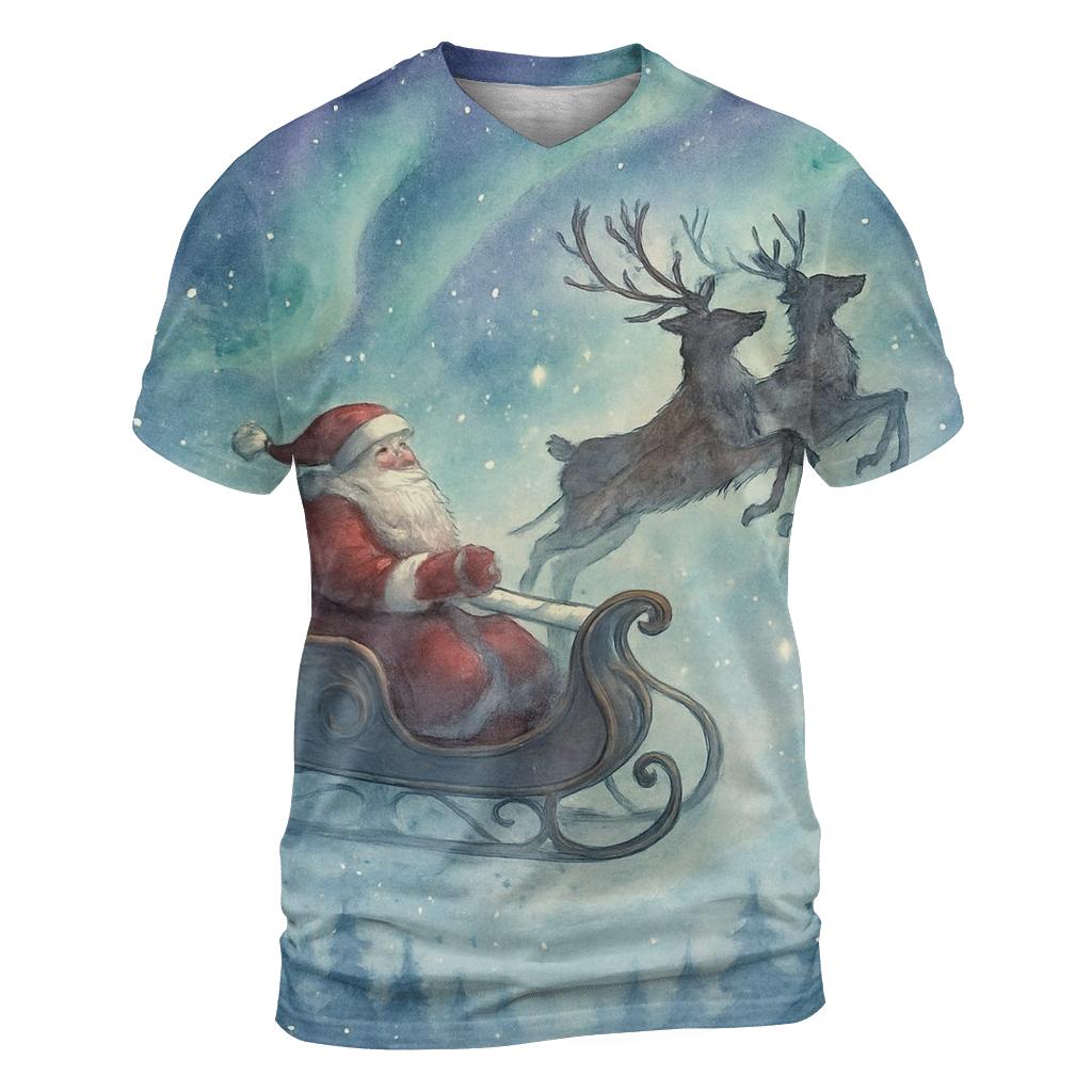 Watercolor Moonlit Sleigh Whisper unique graphic print tees