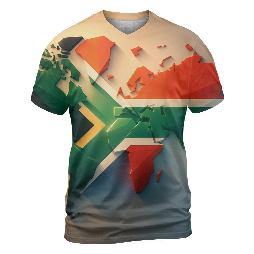 Geometric Unity Flag Of South Africa creative print fashion shirts