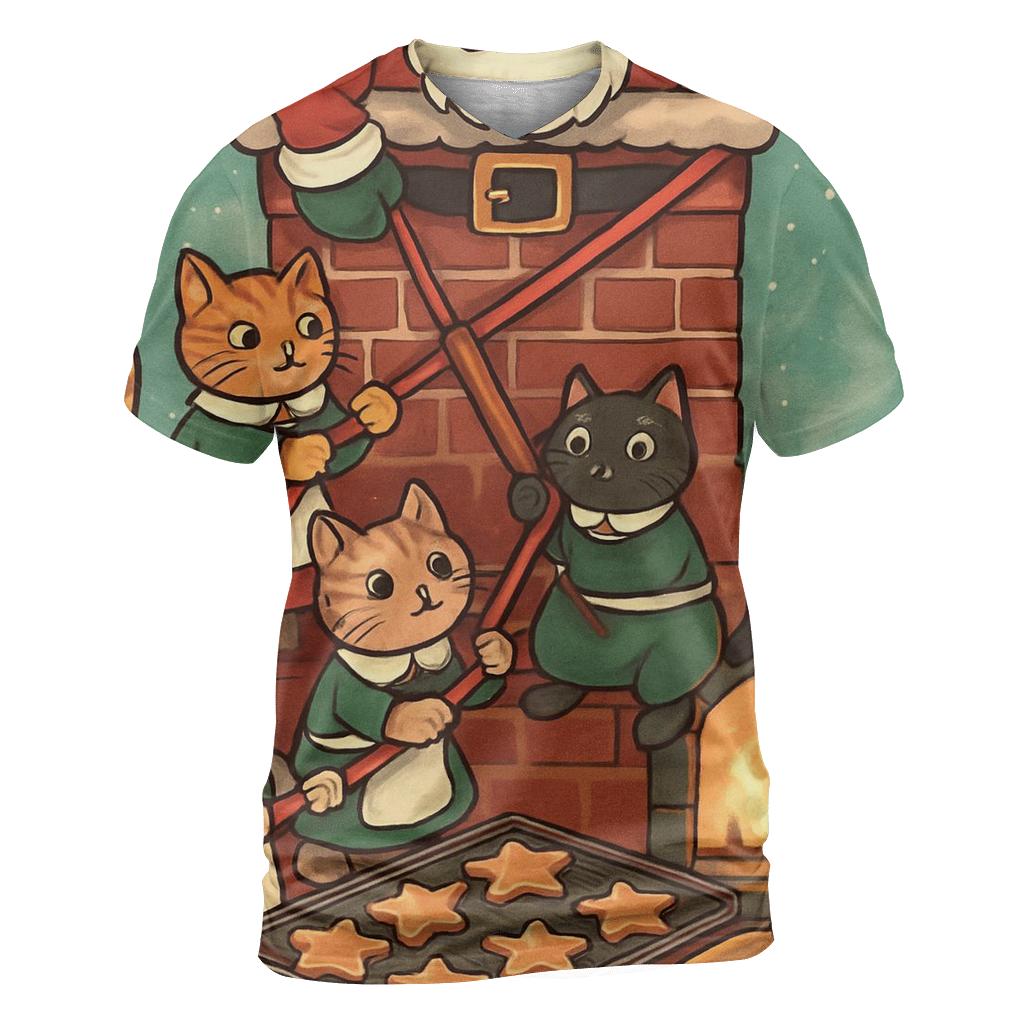 Santa Stuck Chimney Bakery Rescue designer pattern shirts