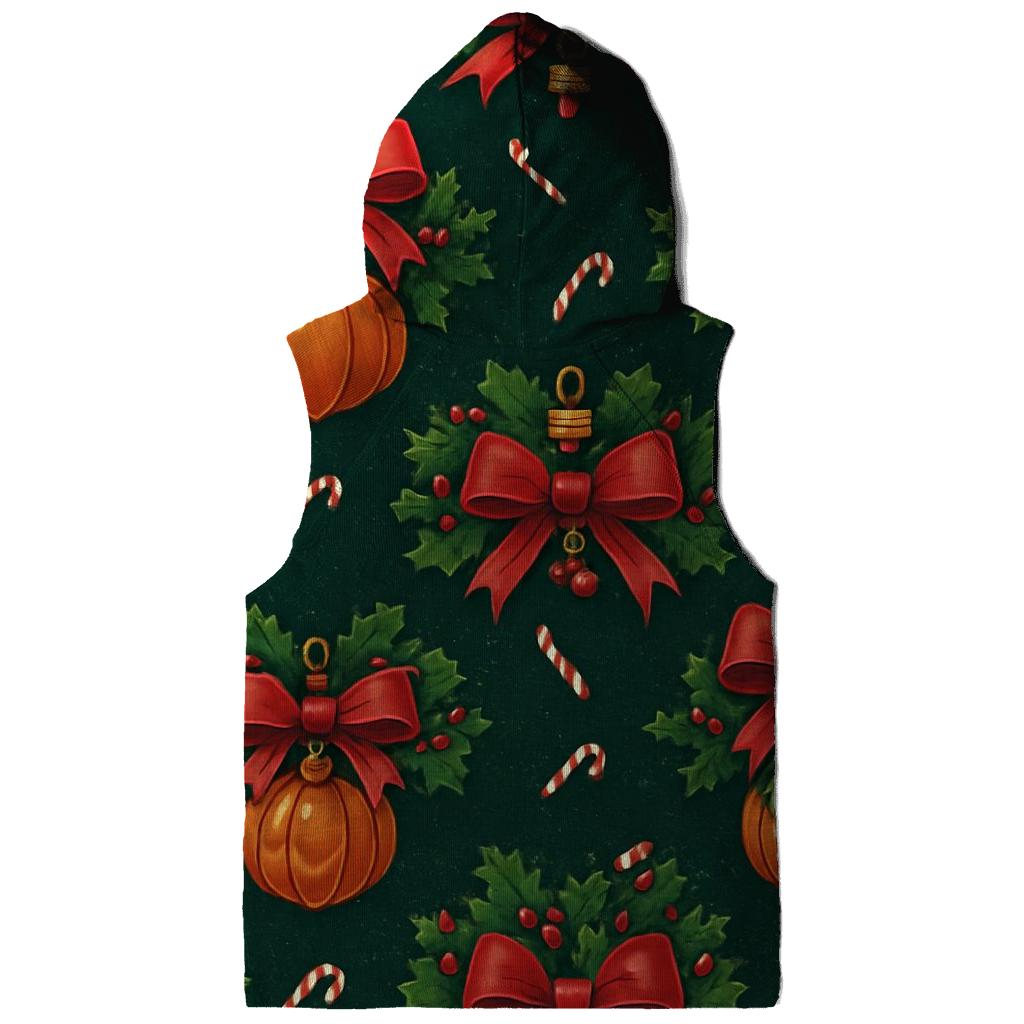 Holly Wrapped Pumpkin Ornament Lattice On Midnight Green Background lightweight hoodies