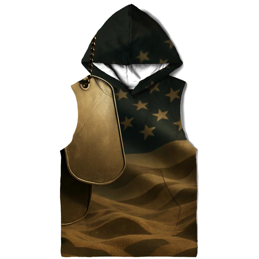 Dog Tags Over Desert Camo Flag Mirage graphic hoodies