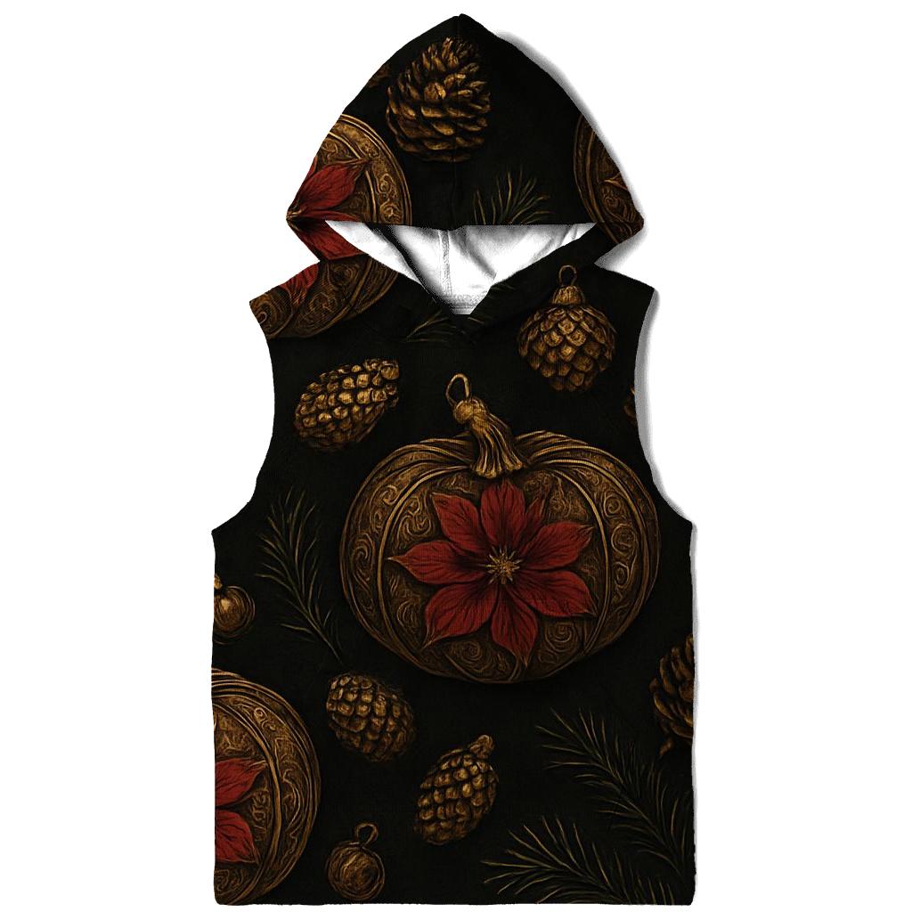 Golden Poinsettia Pumpkin Scatter On Charcoal Black Background hoodies fashion