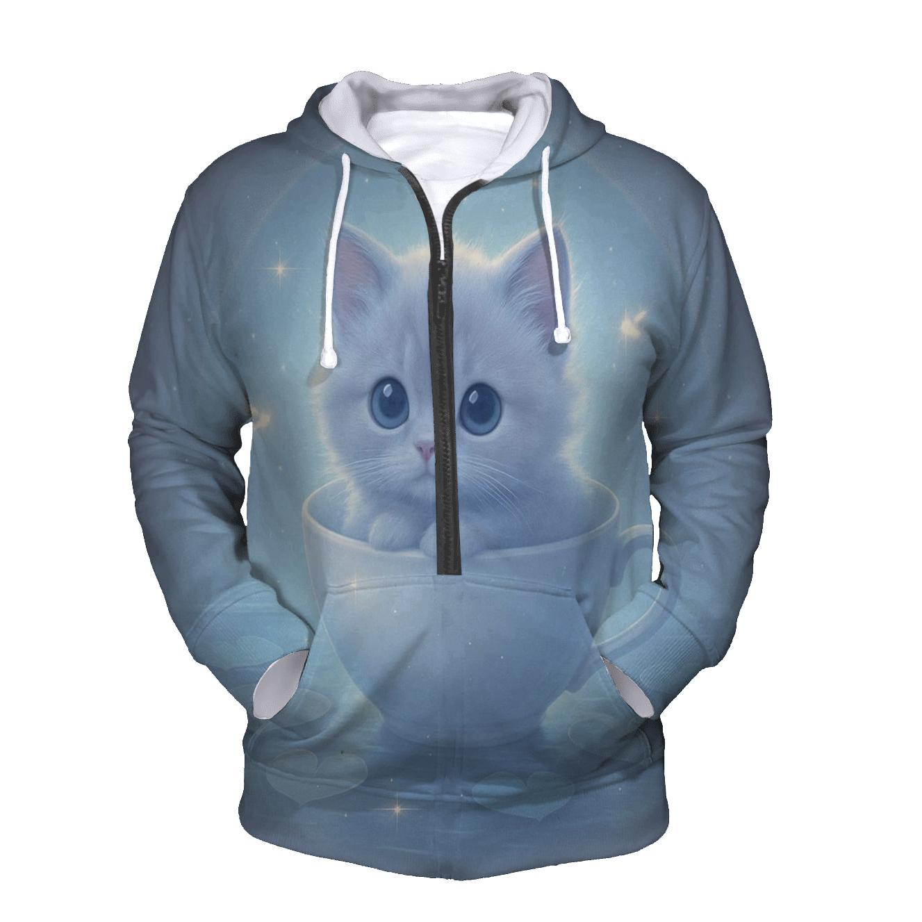 Moonlit Teacup Kitten Drift pullover hoodies