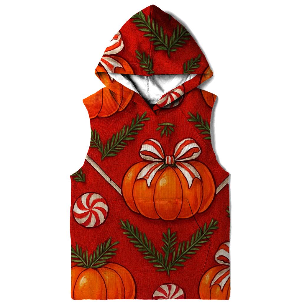 Candy Cane Chevron Pumpkin Ribbon On Red Background hoodie styles