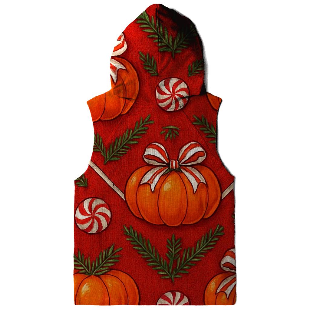 Candy Cane Chevron Pumpkin Ribbon On Red Background hoodie styles