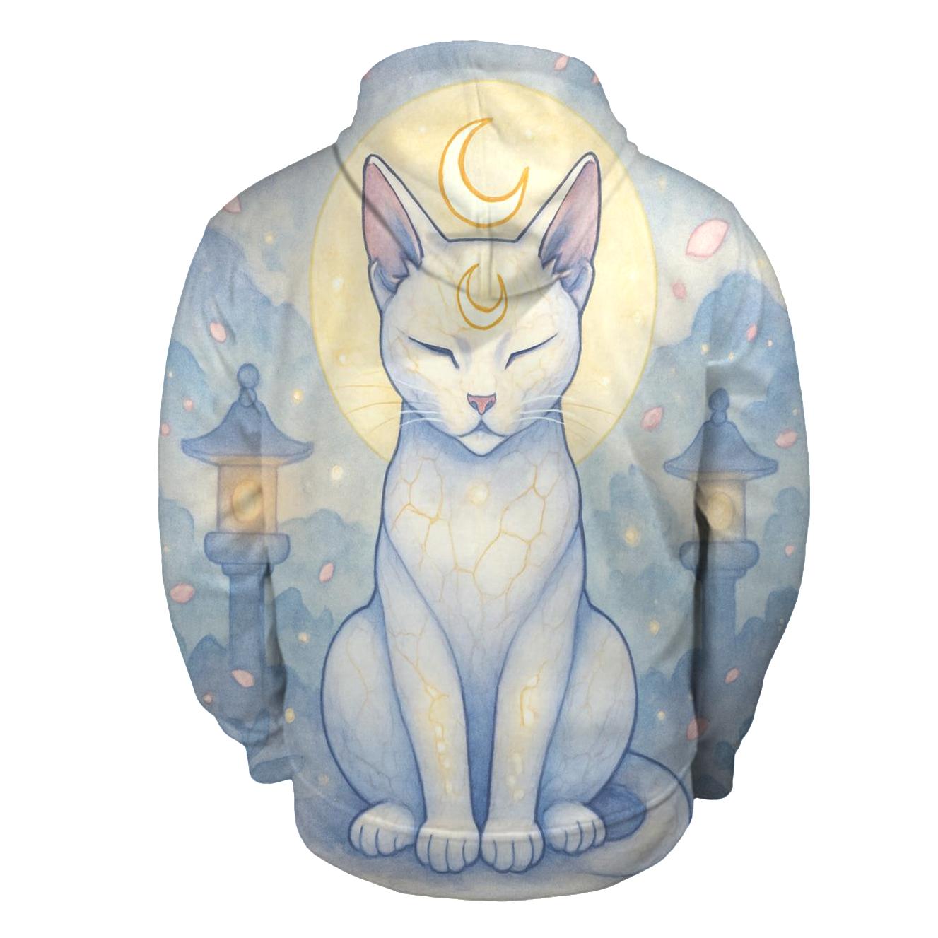 Porcelain Moon Shrine Cat embroidered hoodies