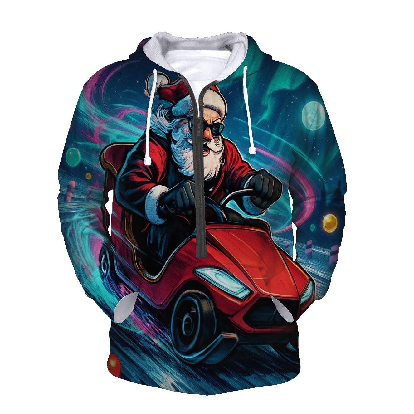Neon Sleigh Drift Santa hoodie trends