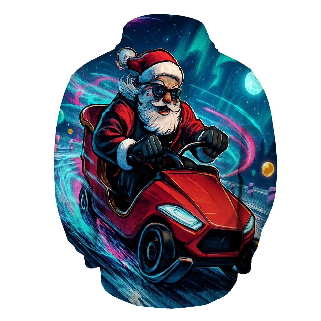 Neon Sleigh Drift Santa hoodie trends