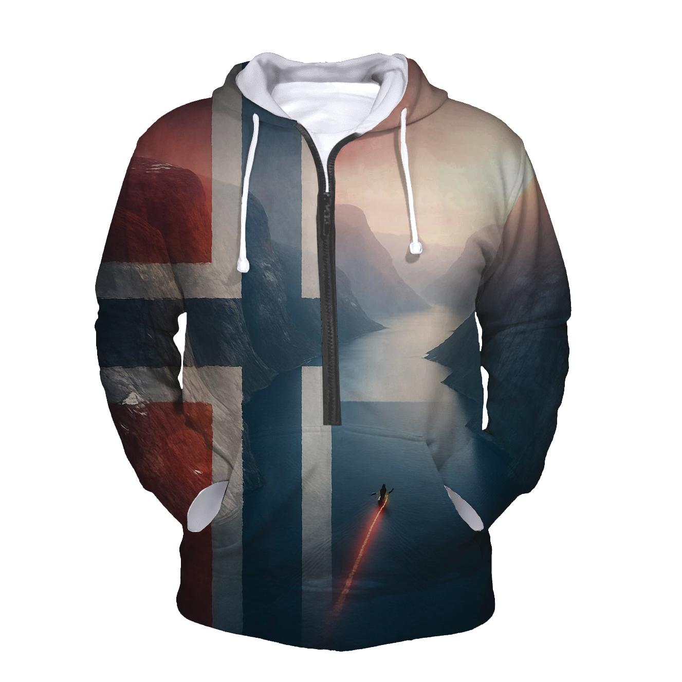 Aurora Fjord Flag Of Norway lightweight hoodies