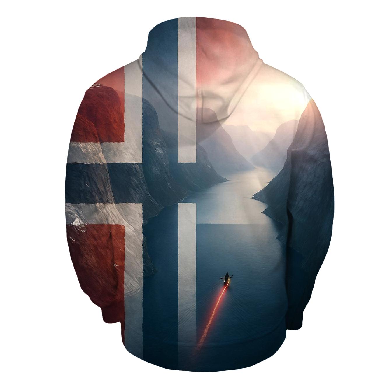 Aurora Fjord Flag Of Norway lightweight hoodies