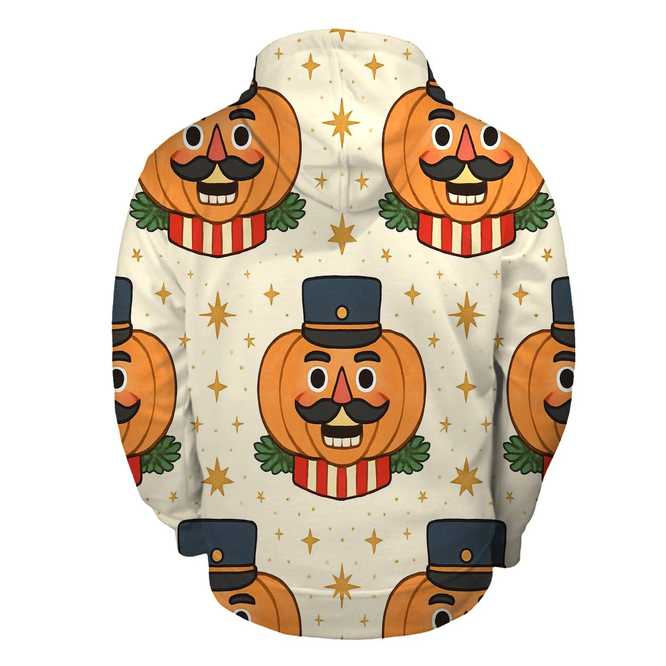 Nutcracker Pumpkin Tile Grid On Cream White Background printed hoodies