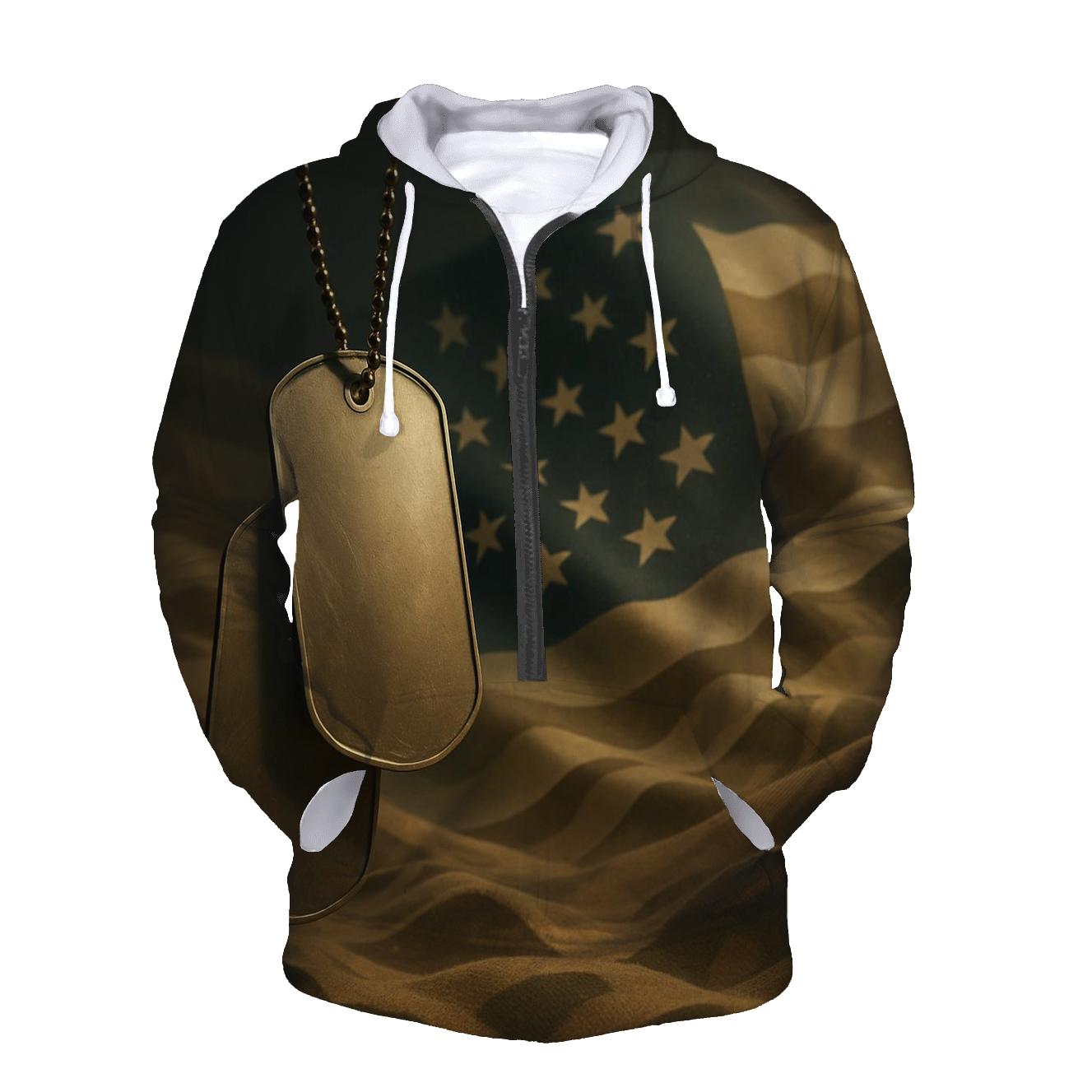 Dog Tags Over Desert Camo Flag Mirage designer hoodies