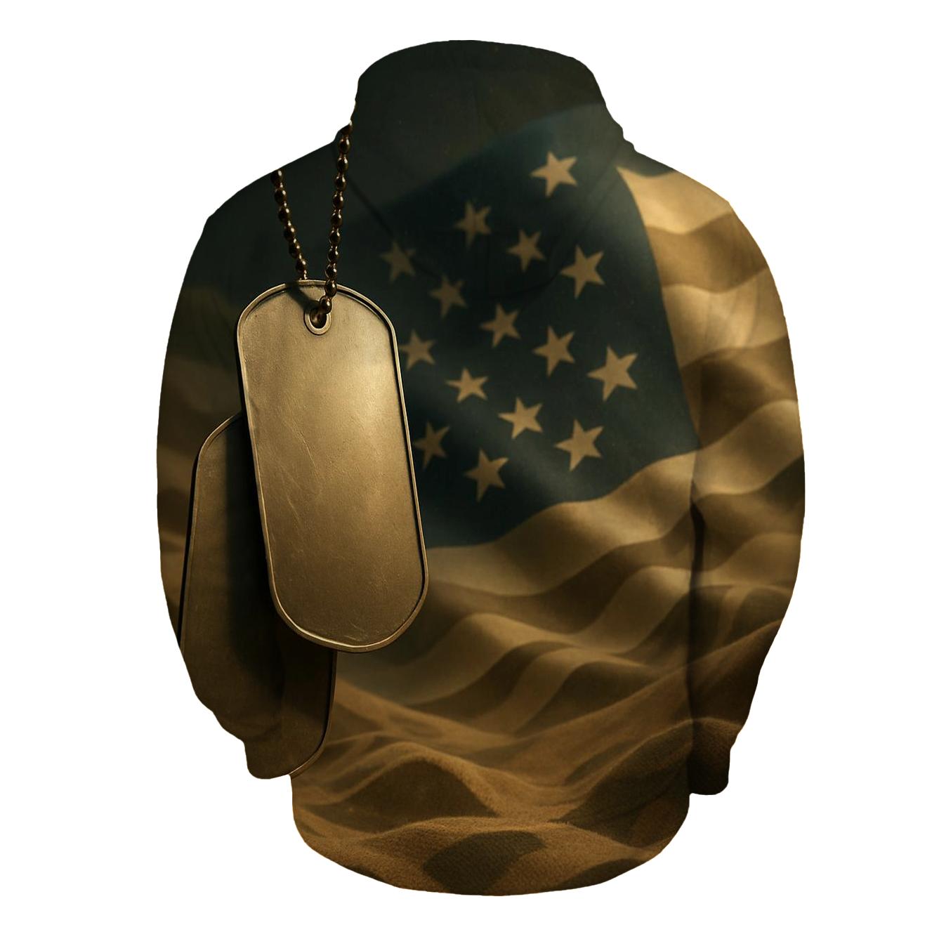 Dog Tags Over Desert Camo Flag Mirage designer hoodies