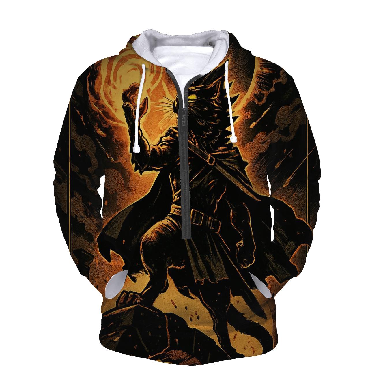 Obsidian Sun Lionheart Cat zip-up hoodies