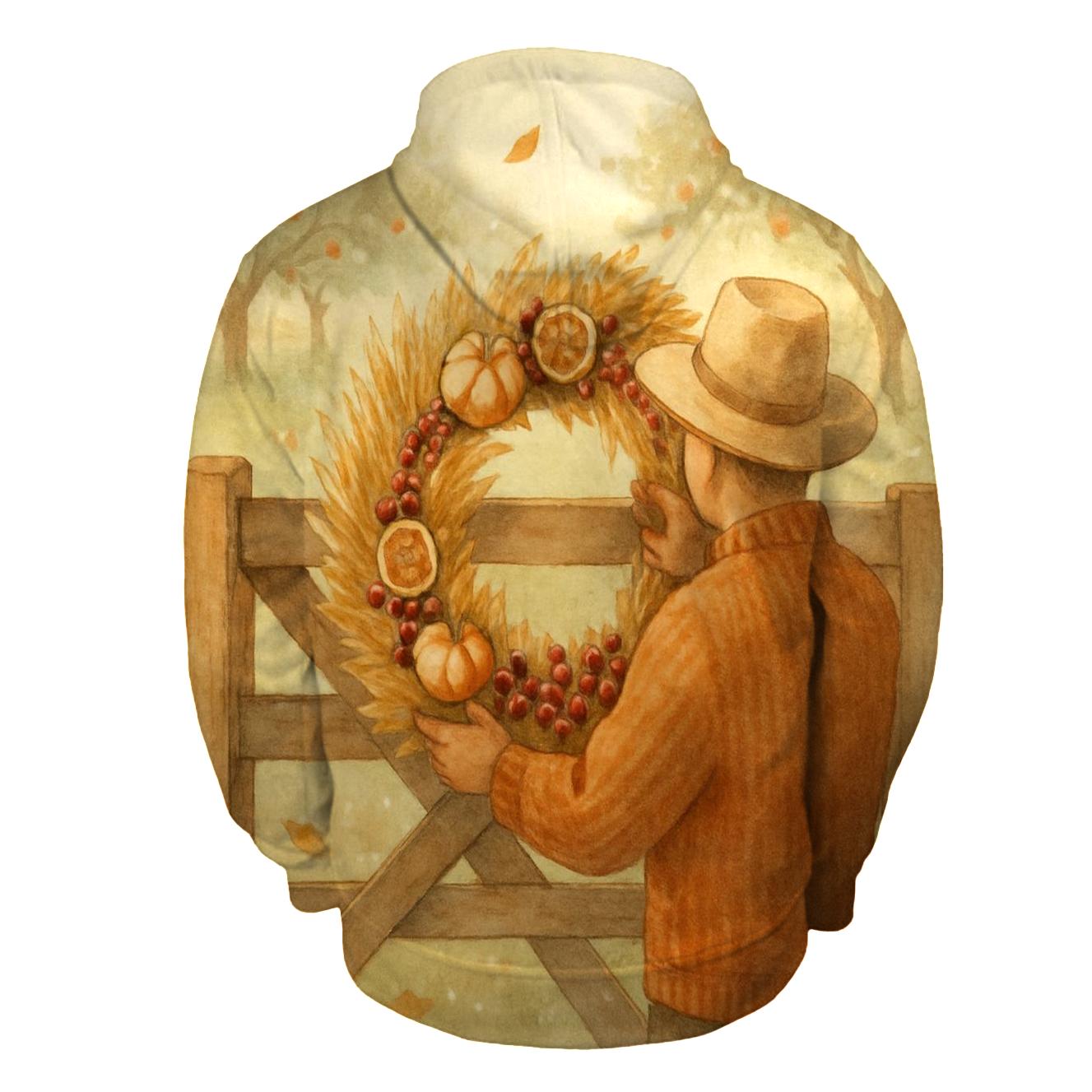 Harvest Wreath Under Morning Orchard Mist hoodie designs