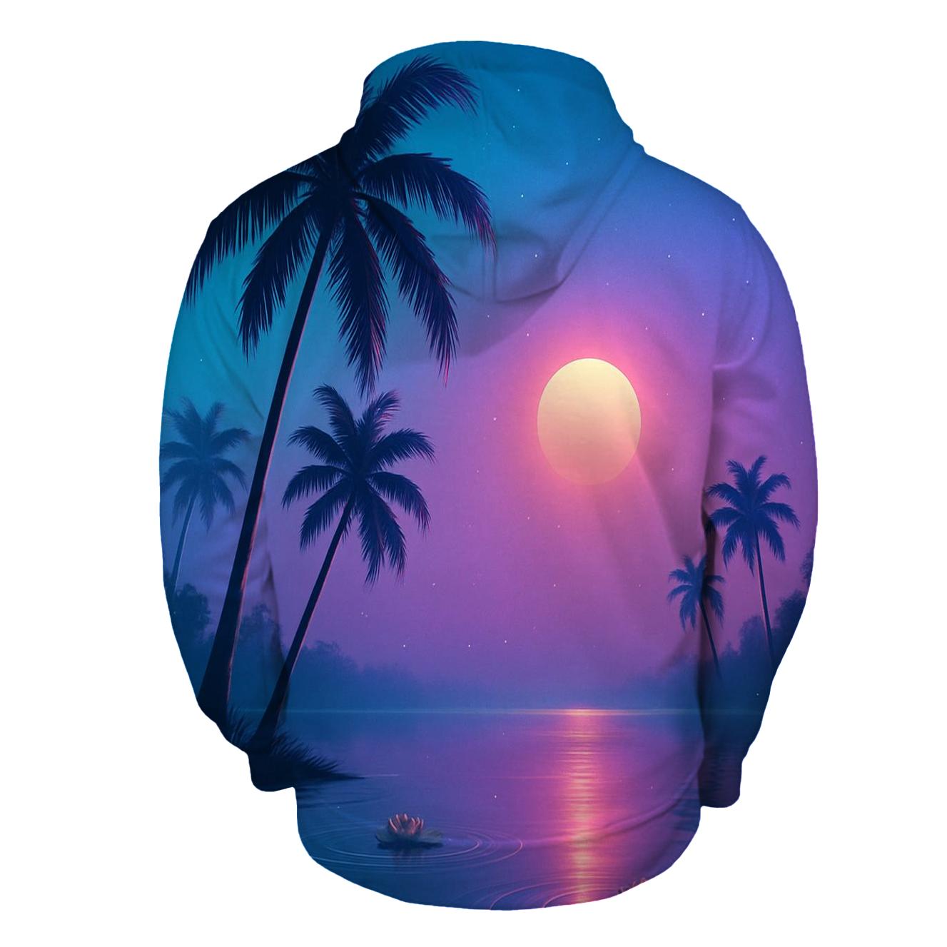 Neon Lagoon Dusk Palms premium hoodies
