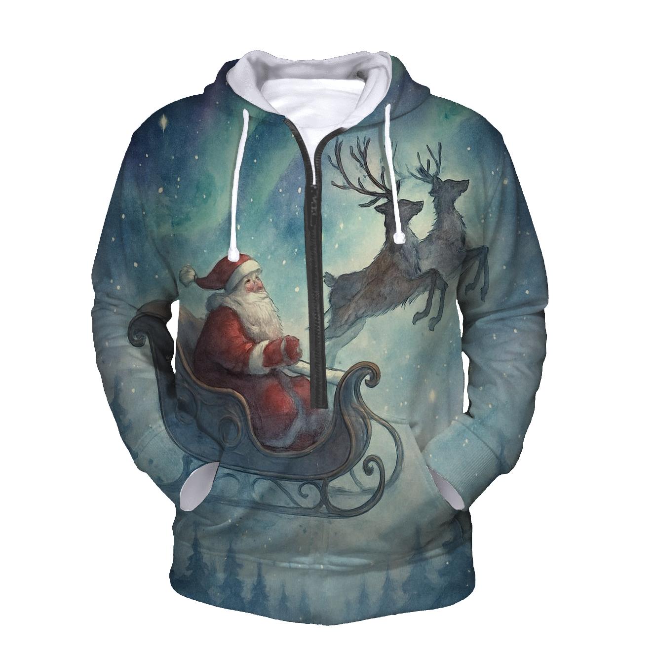 Watercolor Moonlit Sleigh Whisper pullover hoodies